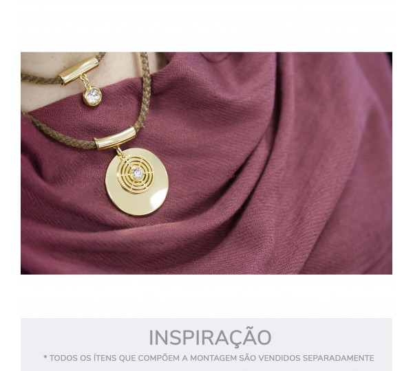 Pingente Redondo Ouro com Strass Cristal 26mm