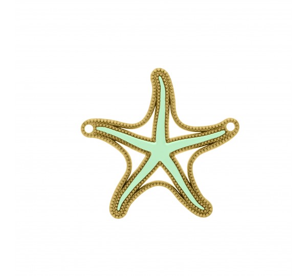 Pingente Estrela do Mar Ouro com Resina Verde Água 45 mm