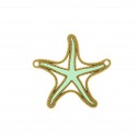Pingente Estrela do Mar Ouro com Resina Verde Água 45 mm