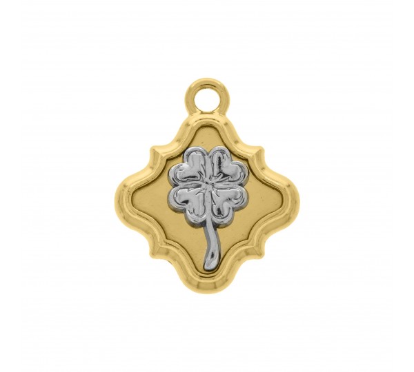 Pingente Trevo da Sorte Ouro com Níquel 23mm