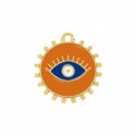 Pingente Olho Grego Ouro com Laranja 27mm