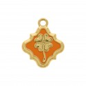 Pingente Trevo da Sorte Ouro com Laranja 23mm
