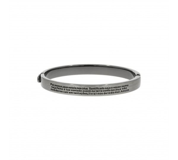 Pulseira Pai Nosso Grafite Escovado 76mm