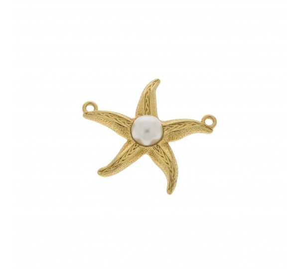 Pingente Estrela-do-Mar Ouro com Pérola 38mm