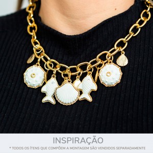 Pingente Ouriço Níquel com Off White 27mm