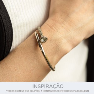Pulseira Níquel Trabalhada com Strass 60mm