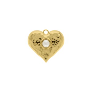 Pingente Coração Orgânico Ouro com Pérola 38mm