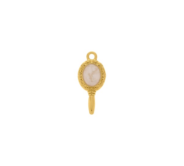 Pingente Espelho Ouro com Pérola 23mm