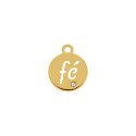 Pingente Fé Ouro com Strass 20mm
