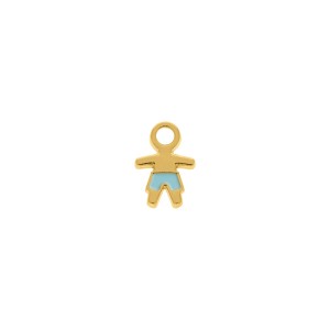 Pingente Menino Ouro com Azul 12mm