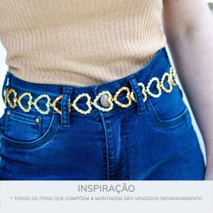 Pingente Coração Torcido Ouro com Azul 30mm