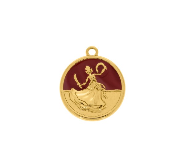 Pingente Iansã Ouro com Bordô 26mm