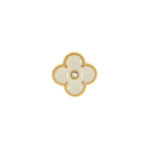 Brinco Trevo Dourado com Off White 18mm