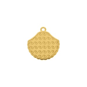Pingente Concha Dourado com Rosa 28mm