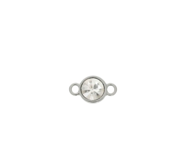 Pingente com Duas Saídas Níquel com Strass 18mm