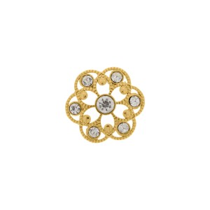 Botão de metal Ouro com Strass 25mm