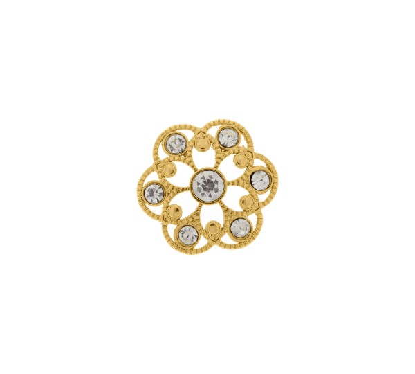 Botão de metal Ouro com Strass 25mm