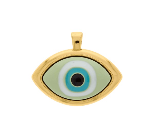 Maxi Pingente Olho Grego Verde com Ouro 41mm