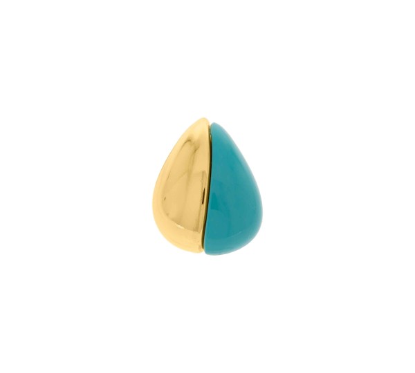 Brinco Gota Dourado com Azul Tiffany 21mm