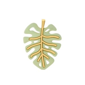 Pingente Folha Verde Menta com Ouro 60mm