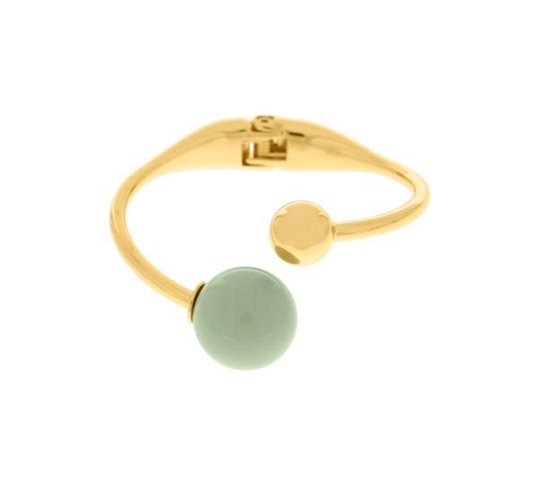 Bracelete Dourado Esferas com Verde Menta 65mm