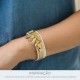 Conjunto Pingentes Desejos Ouro com Strass Colorido