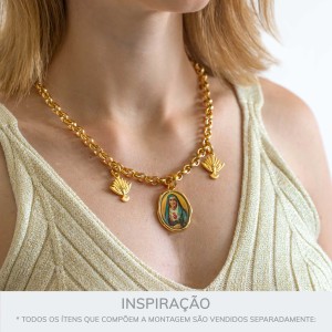 Pingente Pomba Espírito Santo Ouro 22mm