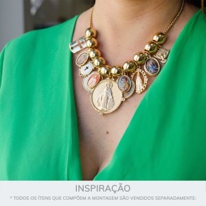 Pingente Nossa Senhora Aparecida Ouro 32mm