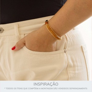 Bracelete Dourado com Caramelo Mesclado 68mm