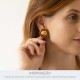 Brinco de Esfera Ouro com Caramelo Mesclado 26mm
