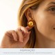 Brinco de Esfera Ouro com Caramelo Mesclado 26mm