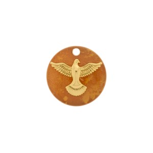 Pingente Espírito Santo Ouro com Caramelo Mesclado 25mm