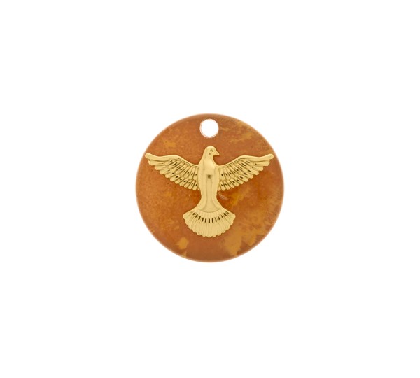 Pingente Espírito Santo Ouro com Caramelo Mesclado 25mm