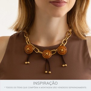 Botão de Costura Ouro com Caramelo Mesclado 26mm