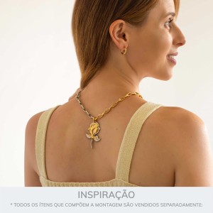 Pingente Botão de Rosa Ouro com Níquel 50mm