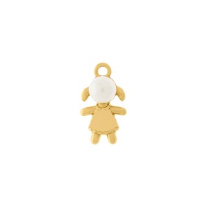 Pingente Menina Ouro com Pérola 23mm