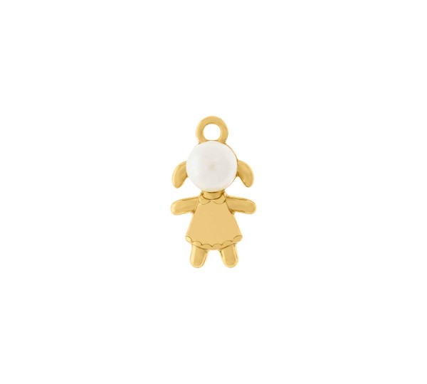Pingente Menina Ouro com Pérola 23mm