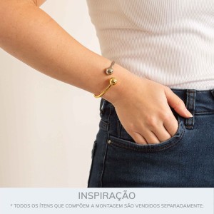 Bracelete Esferas Duo Ouro e Níquel 65mm