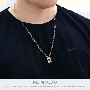 Pingente Escapulário Cruz Vazada Níquel 23mm