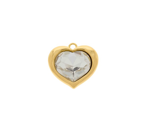 Pingente Coração Precioso Ouro com Strass 30MM