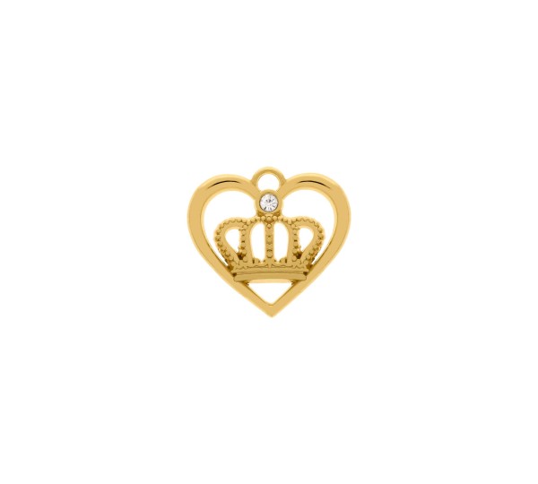 Pingente Coração com Coroa Ouro 21mm