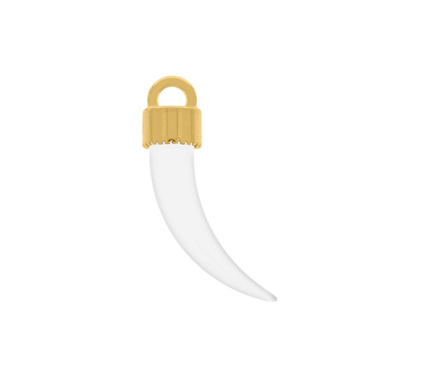 Pingente Dente de Sabre Ouro com Branco 42mm