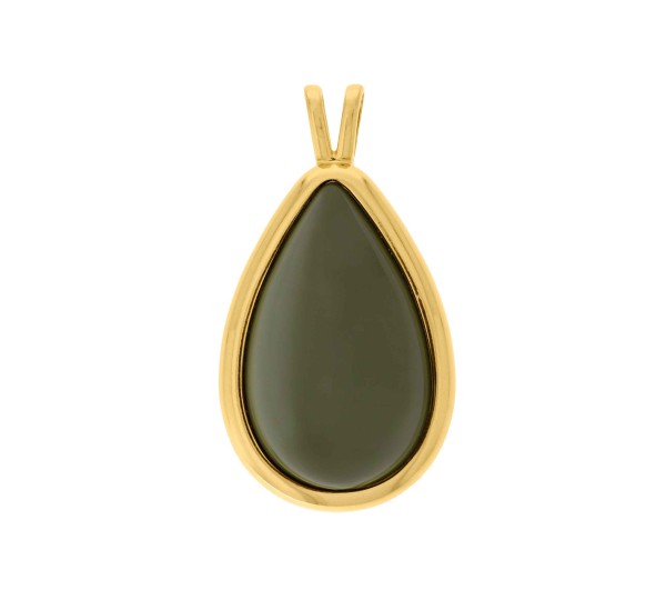 Pingente Gota Ouro com Verde Musgo 63mm