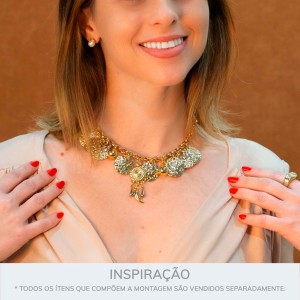 Pingente Redondo com Textura Ouro 23mm