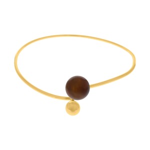 Colar Esferas Dourado com Café Translúcido 138mm