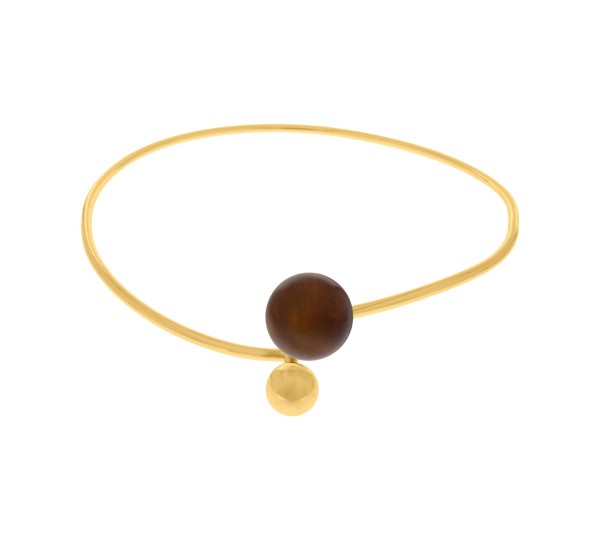 Colar Esferas Dourado com Café Translúcido 138mm