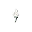 Pingente Rosa Níquel com Branco 20mm
