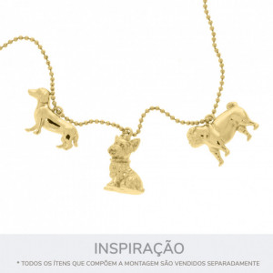 Pingente Cachorro Yorkshire Ouro 22mm